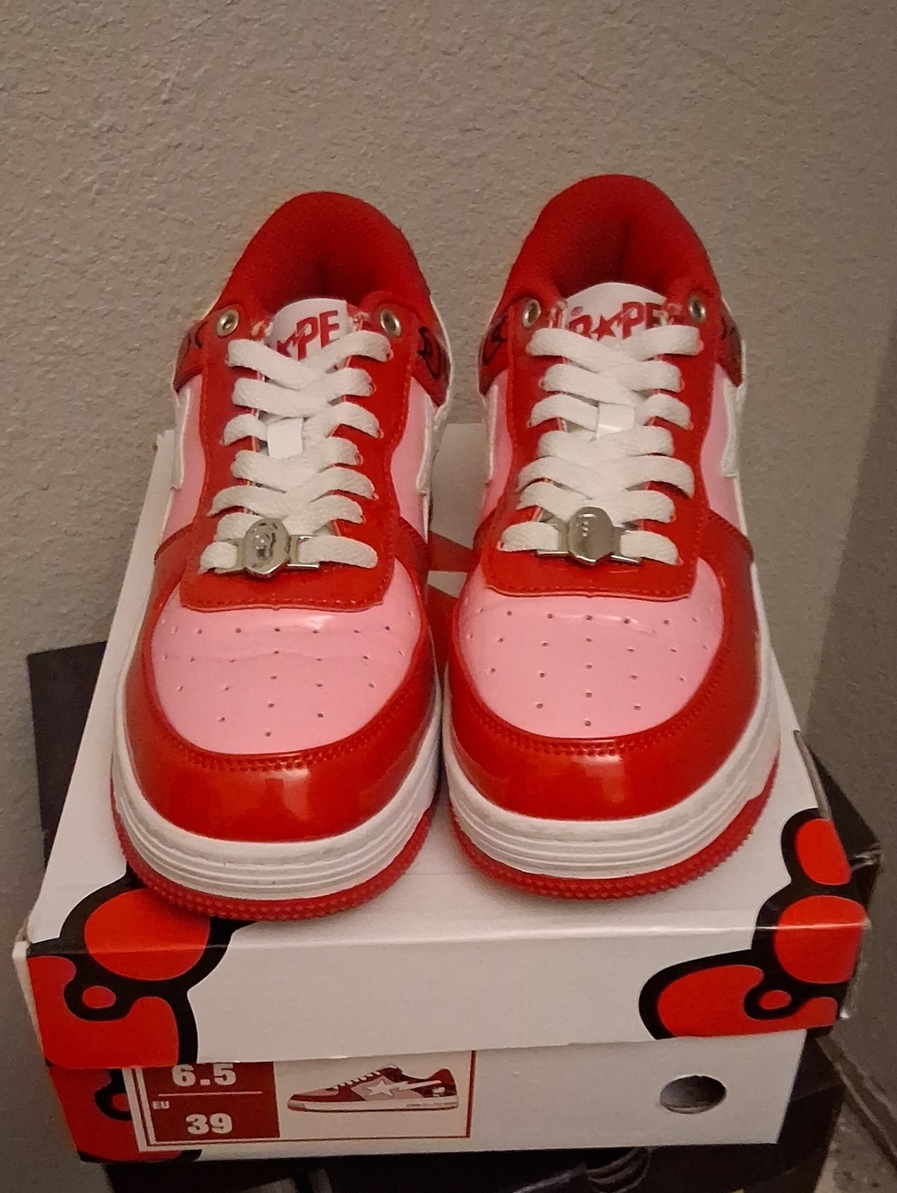 Bape Kids Red & Pink Low-Top Sneakers